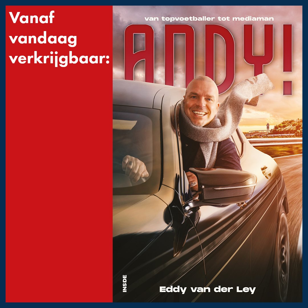 Vanaf vandaag verkrijgbaar: 𝘈𝘯𝘥𝘺! van Eddy van der Ley. 
𝘈𝘯𝘥𝘺! gaat over het nieuwe leven van de ex-topvoetballer, die door zijn hoge gunfactor is uitgegroeid tot een heus A-merk én een succesvol media-ondernemer.  uitgeverijinside.nl/boek/2292/eddy…