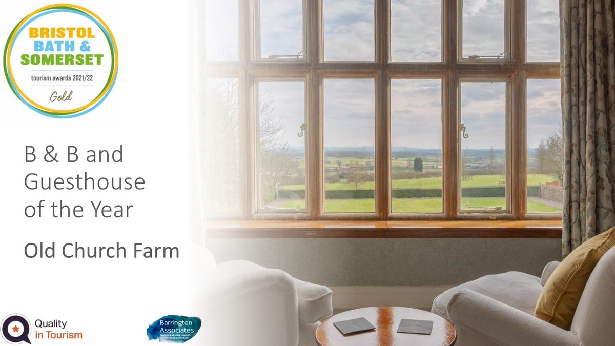 Congratulations to B &amp; B of the year Gold winners Old Church Farm <a href="/OldChurchFarm1/">Old Church Farm</a> sponsored by <a href="/NellB101/">NellB</a> #BBSTA21 #Somerset #tourismawards