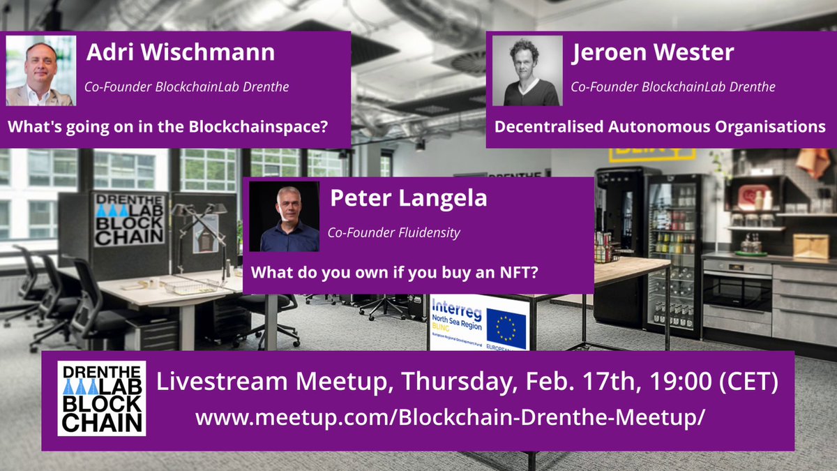This evening 19:00 we will organize our online monthly meetup about #DAO's and #NFT's so join us for free at: meetup.com/Blockchain-Dre…
#blockchain
