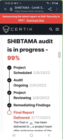 ShibtamaETH's tweet photo. Our Certik audit is almost complete!! LFG guys!
#Shibtama #Doge #Shibdoge #Saitama #Shiba
https://t.co/xOzQgKWofb
https://t.co/VTpmJUpcZW
https://t.co/wuO7vRjEG8
https://t.co/7V2yeWJngy
https://t.co/arlWQhOVas
https://t.co/ryRaL7yCTv https://t.co/ptbynlQ4uk