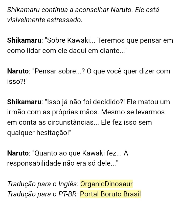 Naruto meme, traduzido do inglês para o português