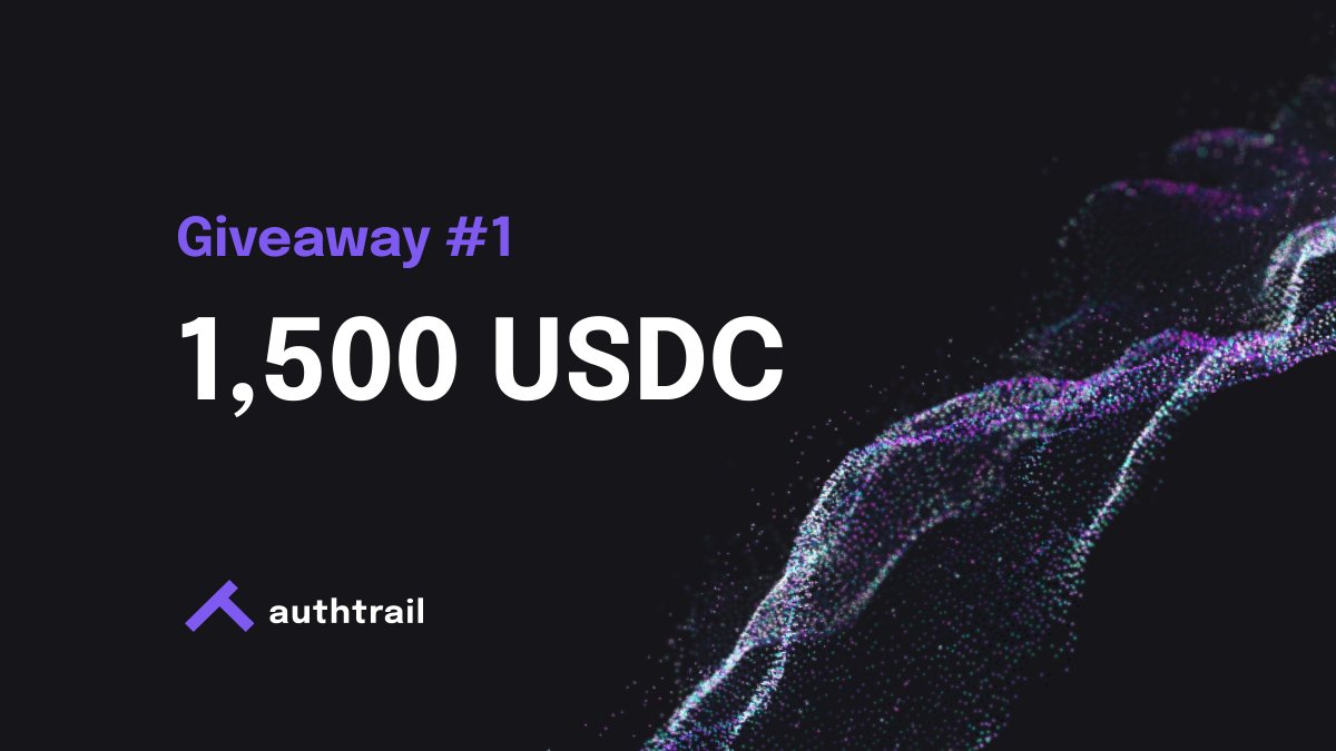 Authtrailers, our first #giveaway is now live!🚀
 
To participate: 
1⃣Follow @Authtrail
2⃣Like &amp; Retweet
3⃣Join Telegram (t.me/Authtrail)
4⃣Tag 3 friends👇
 
👥 Rewards: 5 x 300 USDC
⏱️Ends Feb 22, 2 pm CET 
 
T&amp;C:authtrail.com/blog/authtrail… 

#Airdrop #Web3 #blockchain