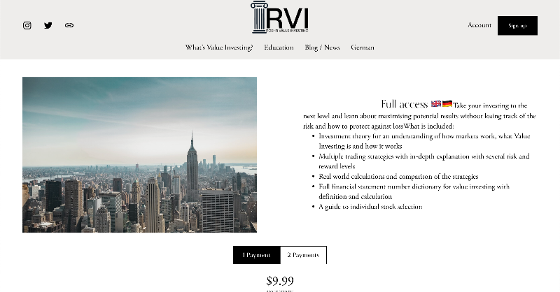 RVI_official's tweet photo. RVI is now $9.99 for everything!! So if you’re not a member yet go ahead and sign up! ⬇️⬇️📈 #EconTwitter #Investing