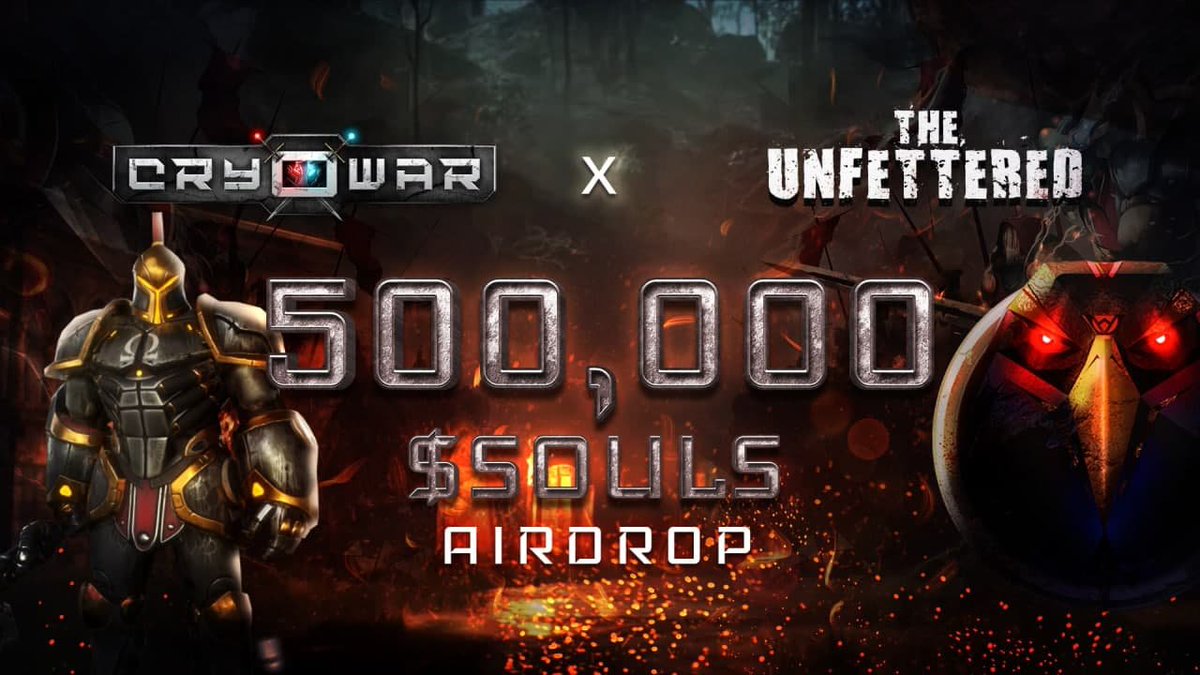 CoinGuideTR's tweet image. 🚀💥Cryowar x The Unfettered #Airdrop 

🏆500.000 $SOULS rastgele seçilen 200 kazanan arasında eşit olarak bölünecek.

➡️Katılım Linki :wn.nr/fpEwCV

@TheUnfettered #Soulslike $SOULS #Giveaway #Bitcoin #Ethereum #NFTs @CryowarDevs $cwar