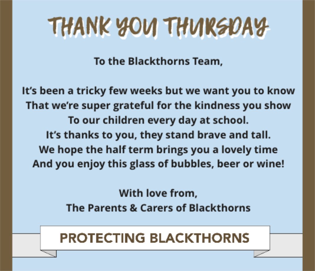 The last Thursday of the half term, deserves a glass of something stronger. So parents/carers have delivered baskets full of different beverages from @SDCellars for the wonderful staff @Blackthornspri. 
@UOBAcademies #UOBAT