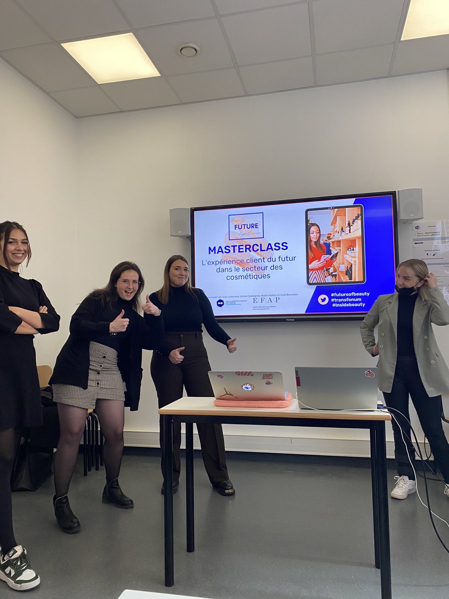 2ème masterclass de la journée : L’expérience client du futur dans le secteur des cosmétiques ! 
Let’s go girls ! 💪🏻

<a href="/juliebonneton_/">Julie Bonneton</a> @Lallema72106261 <a href="/AminaCastaignet/">Amina Castaignet</a> <a href="/MtnNoelie/">Noélie Motton</a> 

#futureofbeauty #insidebeauty #MBADMB #Transfonum