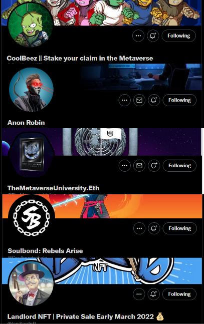 JaxScruffy's tweet photo. @AnonRobin_NFT @TheMetaverseUni @landlordnft_ @Soulbondrebels @CoolBeezNFT @isaacs_adeeb @KyleJac72371060 @SaintGRIND https://t.co/8qN4q11eeo