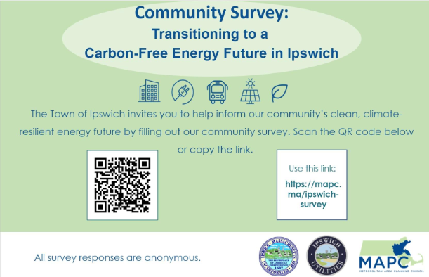 TownofIpswich's tweet photo. Community Survey on Transitioning to a Carbon-Free Energy Future in Ipswich.

Please take a few minutes to fill out this anonymous survey https://t.co/wyB9BeXvdK 

@newsthatslocal @ihstigers @ipswich_river @IpswichUtility @IpswichPublic @ipswichpl1 @ICAM_Ipswich @IpswichMass https://t.co/uM7PutBIyb