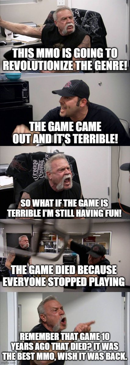 #MMORPG game experience continuum 

few

borrowed from #reddit reddit.com/r/MMORPG/comme…