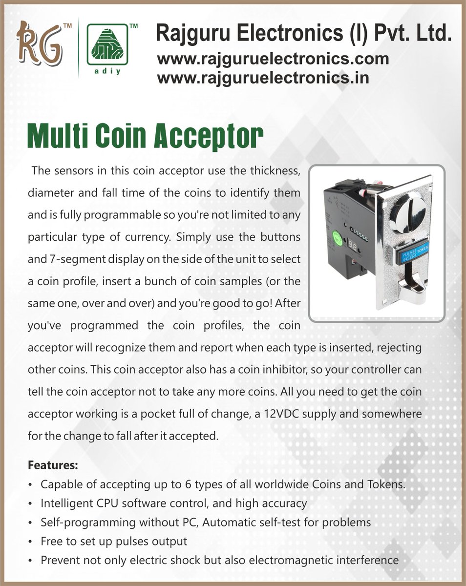 i_rajguru's tweet image. Multi coin acceptor the best selling product in @i_rajguru 
#electronics #electronicsmodule #ElectronicsComponents #multicoin  #activecomponents #passivecomponents