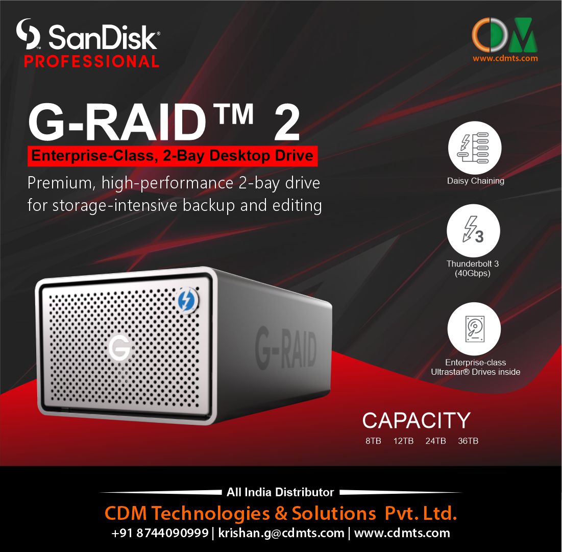 CDMTS's tweet photo. G-RAID™ 2
Enterprise-Class, 2-Bay Desktop Drive
Premium, high-performance 2-bay drive
for storage-intensive backup and editing
CAPACITY
8TB 12TB 24TB 36TB
#storagedrives #Gtech #4K #HDMI #USBC #Thunderbolt3 #HDD #8TB #12TB #gdrive #SanDisk #sandiskpro https://t.co/GMcad7KVlG