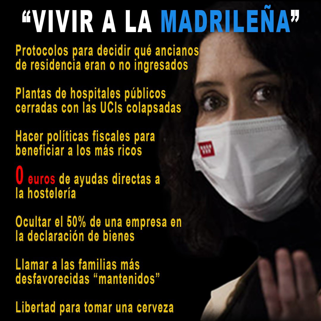 Yamakasy4's tweet photo. Dimite ya !!!
Lo de Ayuso al frente de la comunidad de Madrid es insoportable, destrozando la sanidad publica, cerrando las urgencias, contratos a familiares a dedo, gastarse el dinero publico en un hangar como el zendal.. El destrozo de Telemadrid..
#ayusodimision
#AyusoCorrupta https://t.co/YUgZLr6aT8