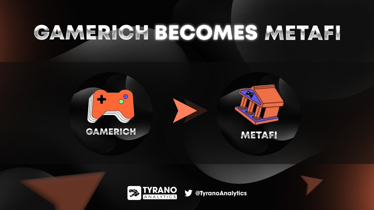 GameRich becomes MetaFi.org 

<a href="/MetaFiorg/">MetaFi</a> are expanding our vision to become MetaFi: The Alternative, Metaverse Banking &amp; Trading Reality 💸

Coming up next:

✅ Upgraded website
✅ Expanded MetaPaper
✅ MetaFi: Metaverse Banking &amp; Trading Reality Trailer

#MetaFi