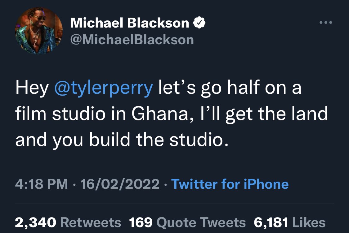 Tsin Gi 🇬đź‡(Epic Live Inc) (@iam_tsingi) on Twitter photo Big shouts to <a href="/MichaelBlackson/">Michael Blackson</a> for always pushing Ghana out there ..
<a href="/tylerperry/">Tyler Perry</a>
TD Jakes | Shatta Wale | NABCO | UTAG | he dey | Down Flat | Nkrumah | break the 8 | Sarkodie | UPSA | nabco Big shouts to <a href="/MichaelBlackson/">Michael Blackson</a> for always pushing Ghana out there ..
<a href="/tylerperry/">Tyler Perry</a>
TD Jakes | Shatta Wale | NABCO | UTAG | he dey | Down Flat | Nkrumah | break the 8 | Sarkodie | UPSA | nabco