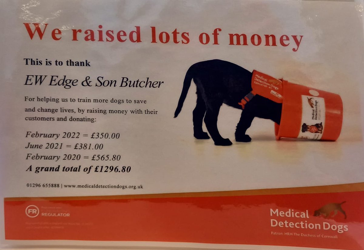 Thanks to all our generous customers who donated!😀⁦@ShitChester⁩ ⁦@chestertweetsuk⁩ ⁦@HandbridgeLife⁩ #medicaldetectiondogs 👏