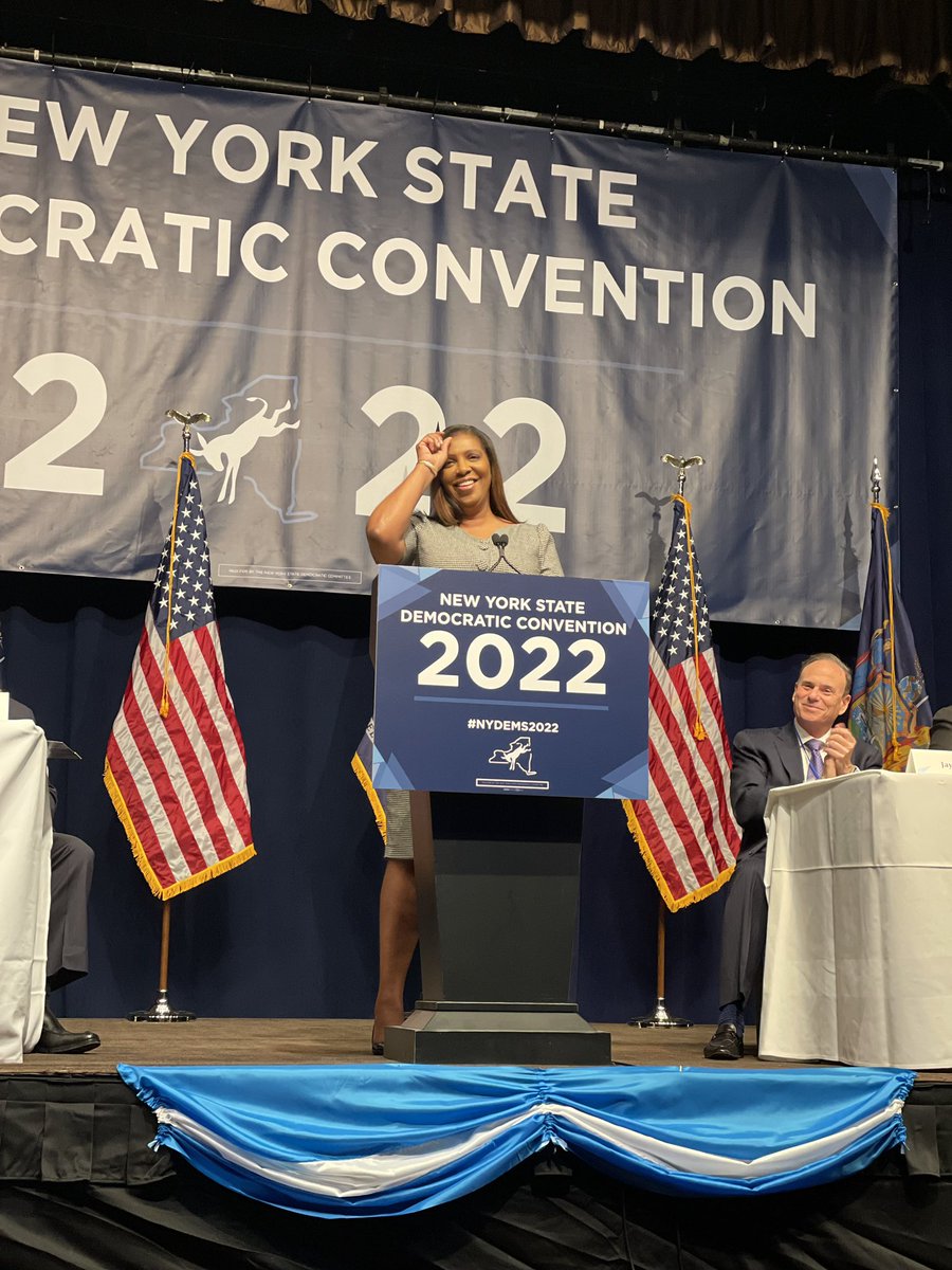 TishJames's tweet photo. I am honored to accept the nomination from my peers in the New York State Democratic Party to continue my work as Attorney General for a second term. We have much to do.

Thank you @ljoywilliams, @Vote4Latimer, and @EspaillatNY for this nomination. https://t.co/Gatpl5z9y2