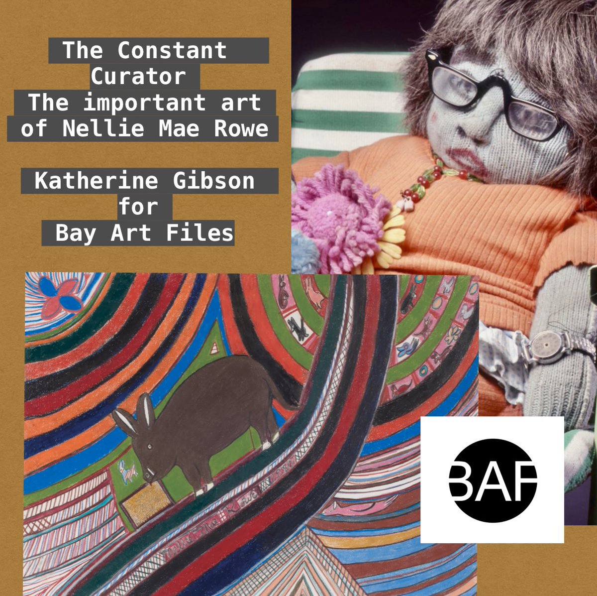 Correspondent Katherine Gibson was on the road again! Check out her intuitive observations about the High Museum of Art’s recent exhibition of the work of self-taught artist Nellie Mae Rowe. Link to article:  bayartfiles.com/the-constant-c… 
#nelliemaerowe #selftaughtartist