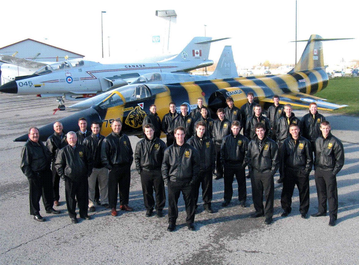 We used to have fun, getting creative with our annual team photos, like this one from 2010-2011 with one of the Waterloo Warbirds' planes (in Wolves' colours!) at the Region of Waterloo Airport. #ThrowbackThursday <a href="/Waterloo_Wolves/">Waterloo Wolves🐺</a> <a href="/ALLIANCE_Hockey/">ALLIANCE Hockey</a> #kwawesome