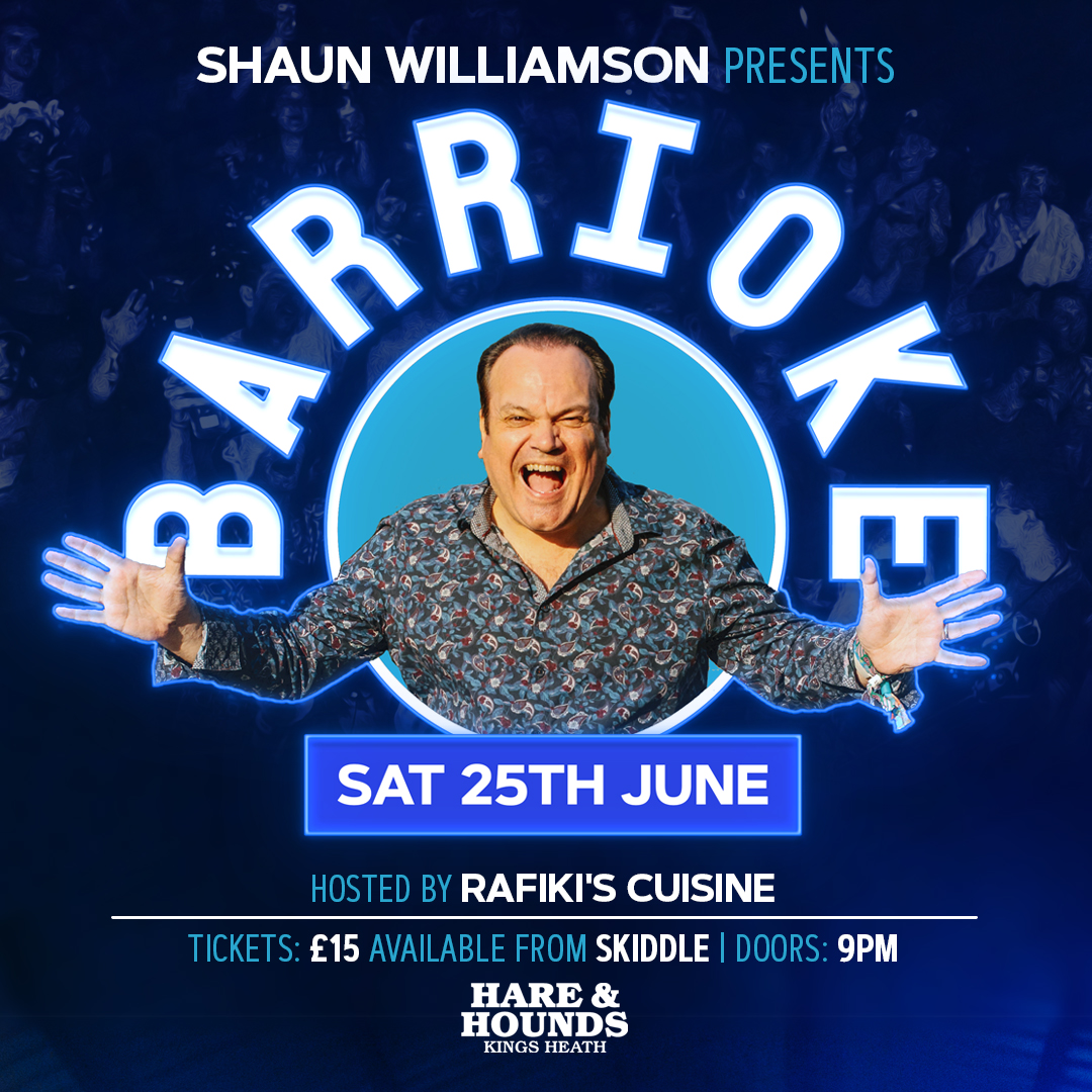 NEW SHOW: Barrioke
Hare &amp; Hounds
Sat 25th June

Tickets on sale now ✨
skiddle.com/e/36017377