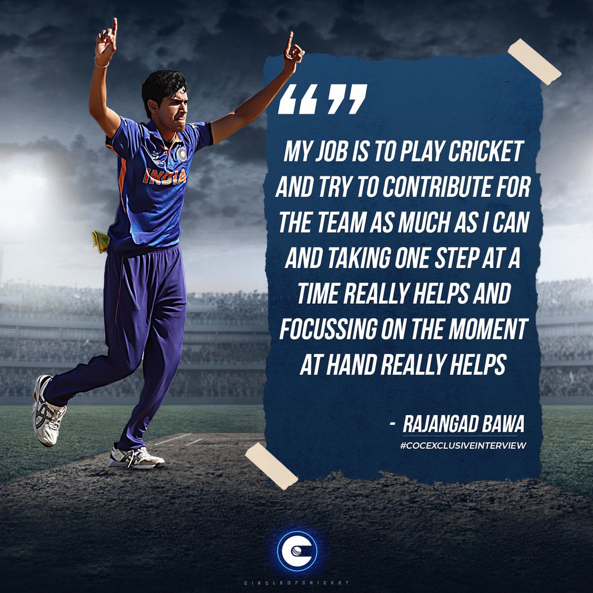 circleofcricket's tweet photo. .@RajangadBawa says he aims to take it one step at a time to realize his dream of playing for India one day.

Full interview: https://t.co/I4HhtNkVjM

#COCExclusiveInterview #TeamIndia https://t.co/0wIn8jcaOZ