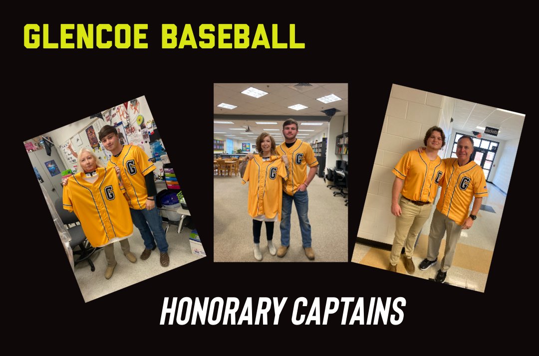 Week One Honorary Captains.        Mrs. Pam Hays, Mrs. Sherry R. Firestone, Coach Wes Weems, have made a huge difference in lives of so many Glencoe young men and women. Thank you for all you do for our students at Glencoe High School.