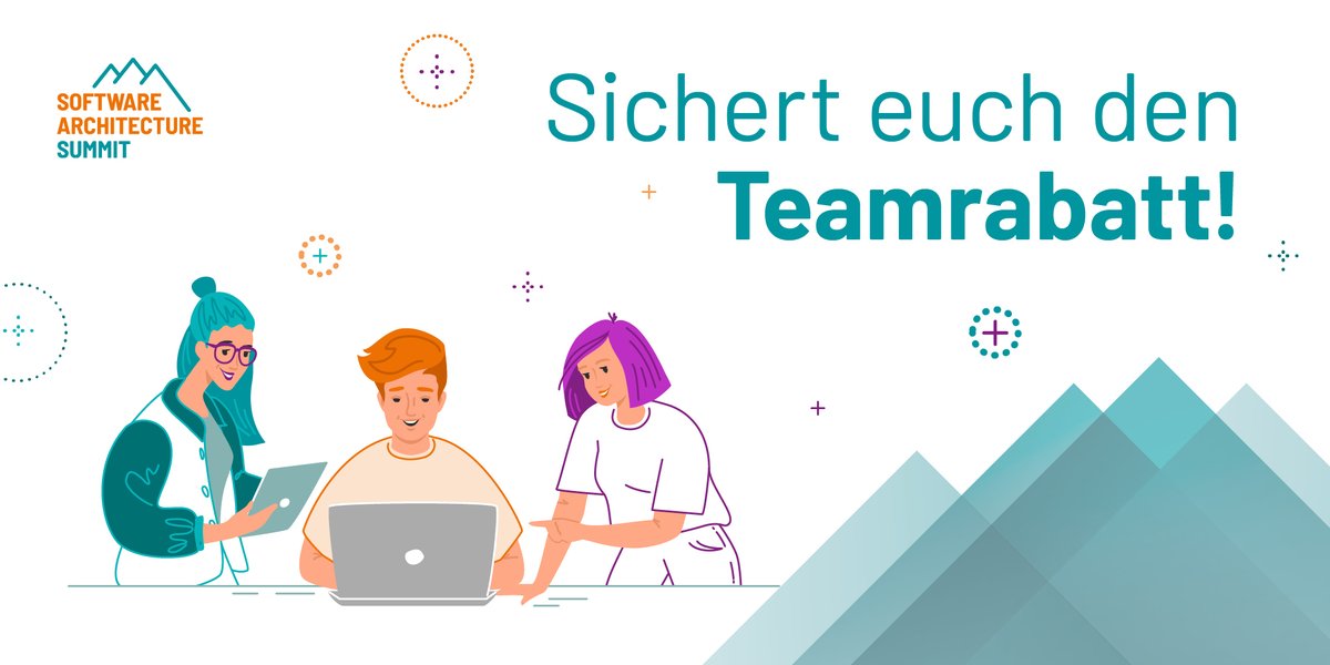 SoftwArchSummit's tweet photo. TEAM - Together Everyone Achieves More
Jetzt zusammen anmelden und 50 € pro Ticket beim #SoftwareArchitecureSummit sparen. Profitiert von unserem #Teamrabatt und genießt gemeinsam das Event 🤩
Mehr Infos: https://t.co/yEz4Jk12xJ https://t.co/ogZDJo7jHU
