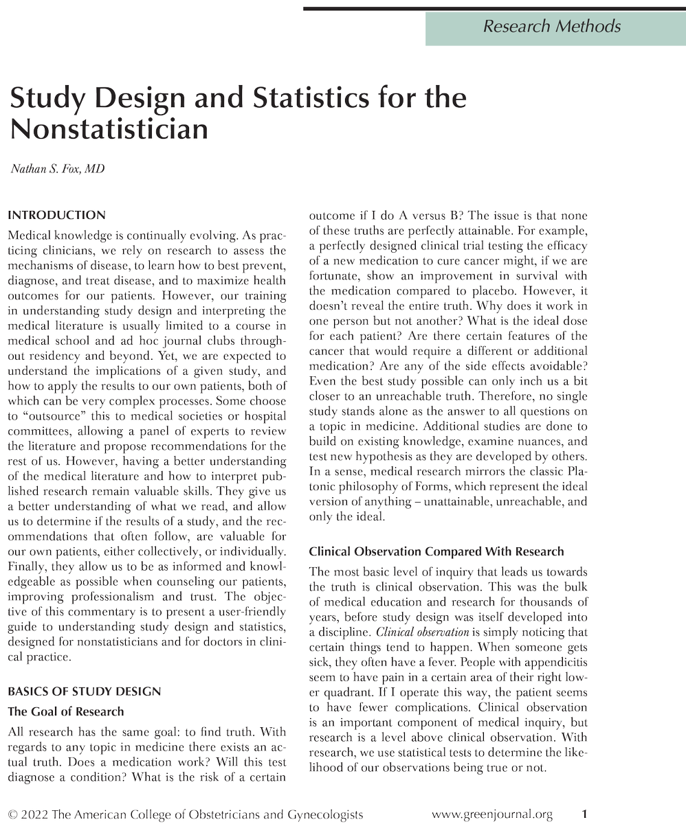 greenjrnl's tweet photo. New tool from Dr. Nathan Fox: Study Design and Statistics for the Nonstatistician. Access the resource for FREE at https://t.co/OOx2hjKiwI https://t.co/w8aIUsvAi2