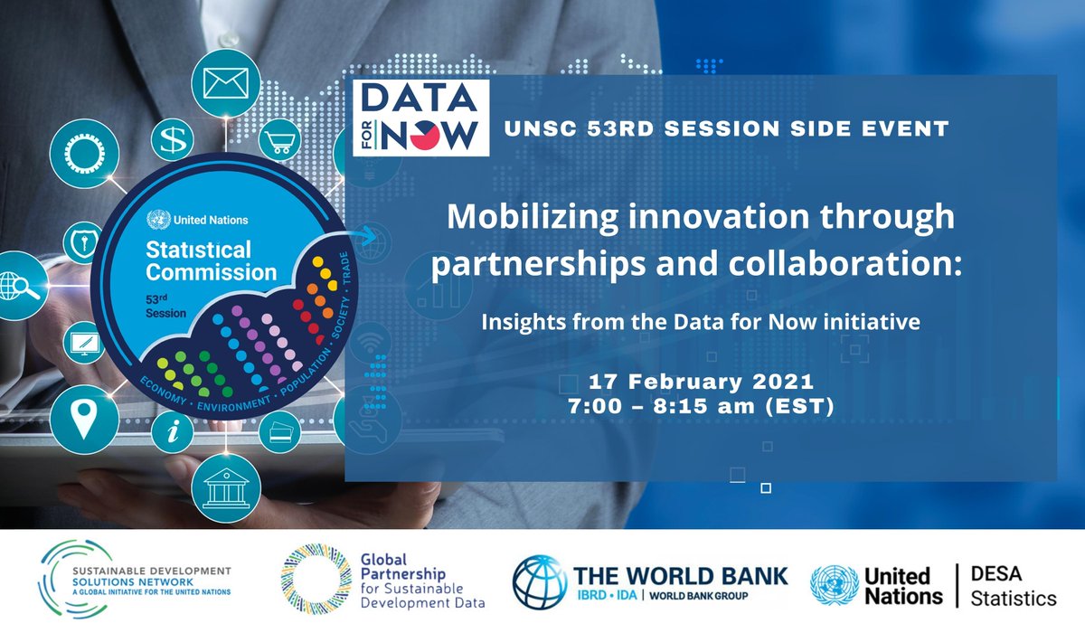⚠️ The recording is ready‼️ Don’t miss our fascinating #UNSC53 side event, 'Mobilizing Innovation Through Partnerships and Collaboration.'  

👉 youtu.be/t_dgOtSrg14 via @YouTube 

@Data4SDGs @sdsn_TReNDS @worldbankdata @UNStats #DataforNow