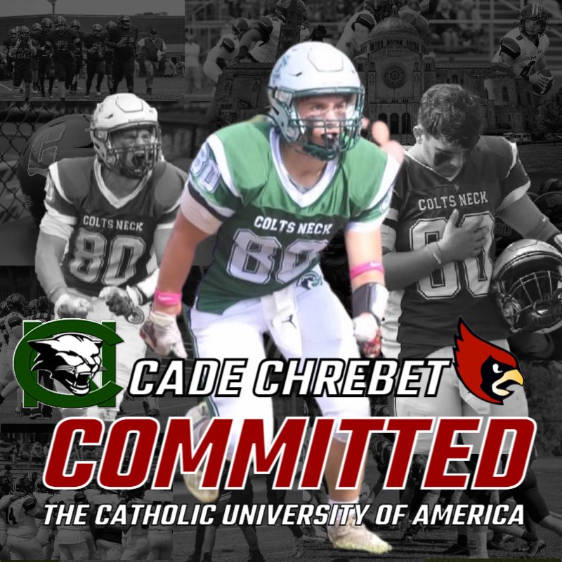 Cade Chrebet (@cadechrebet) on Twitter photo I’m super excited to announce that I am committing to The Catholic University of America. Wanted to say thank you to all coaches that made this possible! #Ro22 <a href="/CatholicU_FB/">𝘾𝘼𝙏𝙃𝙊𝙇𝙄𝘾 𝙐 𝙁𝙊𝙊𝙏𝘽𝘼𝙇𝙇</a> <a href="/CoachMikeGut/">Mike Gutelius '92</a> <a href="/CoachBernard_/">Kyle Bernard</a> <a href="/CoachHubb/">Coach Hubb</a> <a href="/CNcougarfb/">CN Cougar Football</a> I’m super excited to announce that I am committing to The Catholic University of America. Wanted to say thank you to all coaches that made this possible! #Ro22 <a href="/CatholicU_FB/">𝘾𝘼𝙏𝙃𝙊𝙇𝙄𝘾 𝙐 𝙁𝙊𝙊𝙏𝘽𝘼𝙇𝙇</a> <a href="/CoachMikeGut/">Mike Gutelius '92</a> <a href="/CoachBernard_/">Kyle Bernard</a> <a href="/CoachHubb/">Coach Hubb</a> <a href="/CNcougarfb/">CN Cougar Football</a>