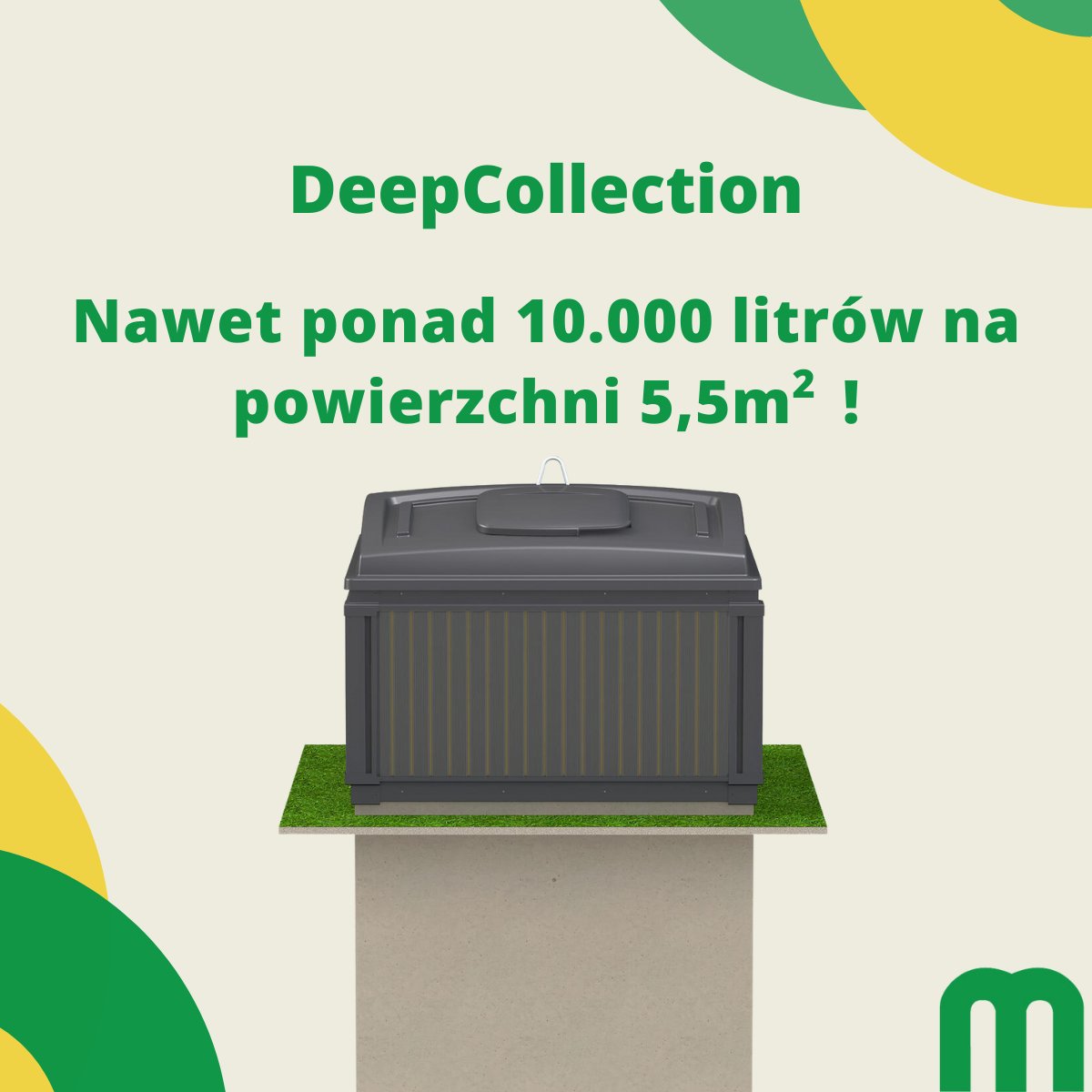 Czym jest DeepCollection? Pojemniki MolokDomino wykorzystują naturalne właściwości ziemi. Odpady są naturalnie chłodzone, a dzięki podziemnej kompresji dodatkowo zwiększa się powierzchnia składowania. Dzięki temu zmieszczą ponad 10.000 litrów odpadów na powierzchni jedynie 5,5m2.