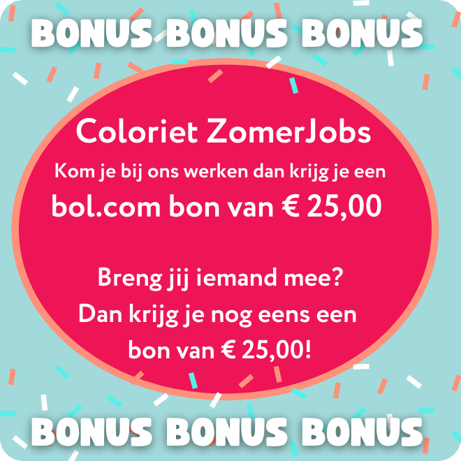 coloriet's tweet photo. 𝗝𝗼𝘂𝘄 𝗹𝗲𝘂𝗸𝘀𝘁𝗲 𝗭𝗼𝗺𝗲𝗿𝗝𝗼𝗯 𝘃𝗶𝗻𝗱 𝗷𝗲 𝗶𝗻 𝗱𝗲 𝘇𝗼𝗿𝗴!

Volg je een zorgopleiding of lijkt het je gewoon leuk om in de zorg te werken? Dan verwelkomen we je graag bij Coloriet, met leuke #bonus!

Kijk op > https://t.co/AQ712oZ9s6

#zomervakantie #bijbaan #zorg https://t.co/1diBHIOe7O