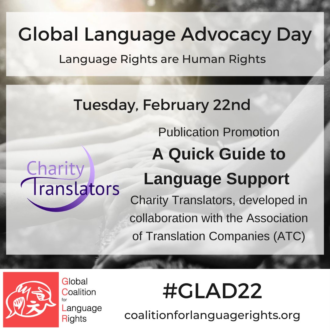 In tandem with #GLAD22, <a href="/LanguageVoices/">Charity Translators</a> will promote the newly published 'Quick Guide to Language Support', developed in collaboration with the @atc_translation. The guide aims to support UK charities around language, translation and interpreting. 

charitytranslators.org