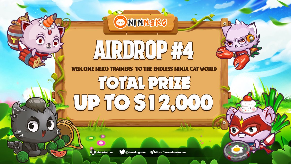 ninnekogame's tweet photo. 🔥AIRDROP #4 - WELCOME NEW PLAYERS TO NINNEKO
‼️Total prize pool in this Airdrop: up to $12,000
Join now:
https://t.co/3bLVM1j0bW

Time: From Feb-17 to Feb-28 https://t.co/6Q0GEvuO54