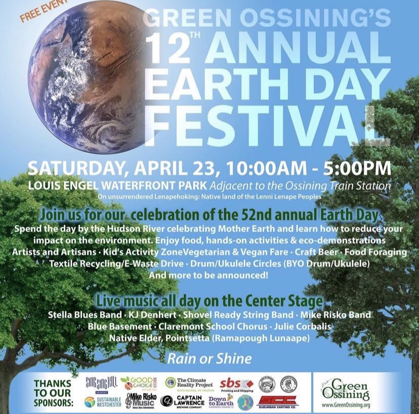 We’re bringing live-and-in-person back! ( fingers crossed). Don’t miss Westchester County’s largest Earth Day Festival.Educational opps/Enviro orgs/Activities/music inc @KJDenhert and @StellaBluesBand on the Hudson River! Vendor applications now accepted: greenossining.org/earth-day-fest…
