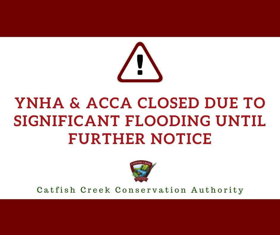 Due to significant flooding both the Yarmouth Natural Heritage Area (YNHA) and the Archie Coulter Conservation Area (ACCA) will be closed until further notice. #ONFlood #ONStorm