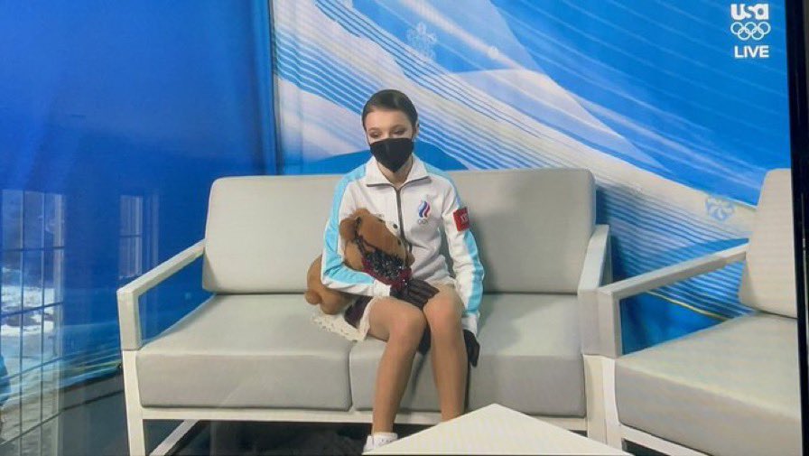 cschleichsrun's tweet image. This will be the indelible image of the Beijing Olympics for me. Victory, but at what cost? The emotional well-being of minors callously disregarded. Why the hell are we even doing this sport if this is what a golden moment looks like? I am in tears tonight for figure skating.