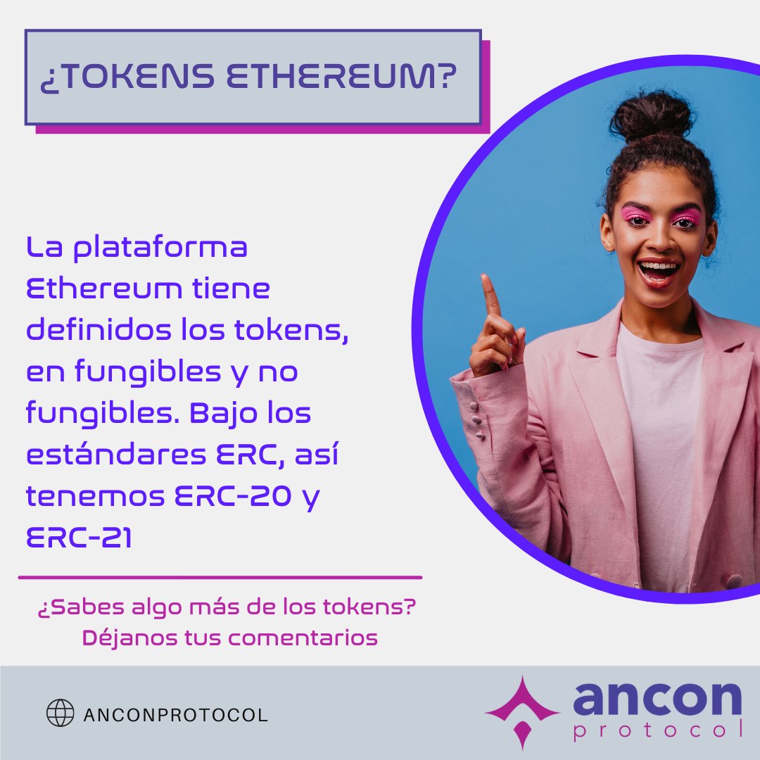 IFESATECH's tweet photo. Los #tokens más conocidos de la plataforma #Ethereum son:

✅ ERC-20. Token fungible
✅ ERC-721. Token no fungible 

Así, la plataforma se asegura de mantener la armonía interna de su ecosistema de servicios.

¿Qué más conoces de los tokens?

#Anconprotocol
#Ifesatech https://t.co/7WKnOT9GGF