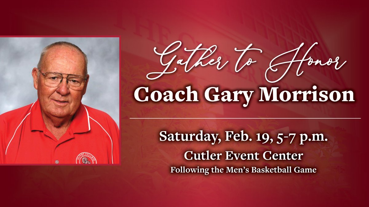 theuofolivet's tweet photo. Olivet College is hosting a special event to honor the life and legacy of Coach Gary Morrison this Saturday, Feb. 19, at 5-7 p.m. after the menโs basketball game. Learn more about the event and RSVP at https://t.co/7YKpCbl652. #OCNation #BeMoreDoGood #GoCOMETS https://t.co/7qNOIHKbtE