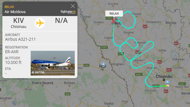 KyleJGlen's tweet photo. Amazing, an Air Moldova Airbus with the callsign 'RELAX' appears to be "writing" the world 'Relax' using the ADSB track. https://t.co/x6dQbLXmxY