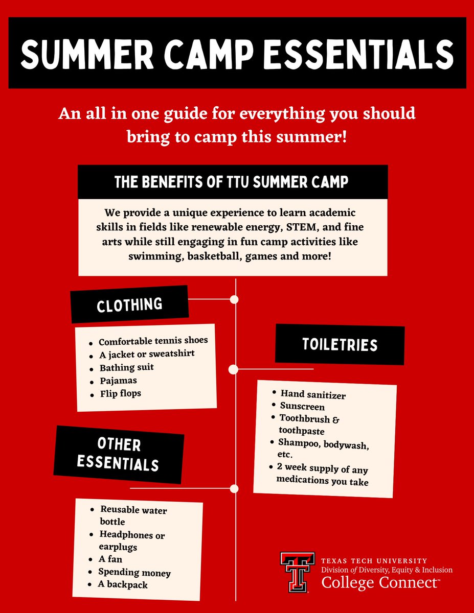 Here we have a list of everything you could possibly need while you’re away with us at camp this summer!!

For more information, visit the website linked in our bio!!