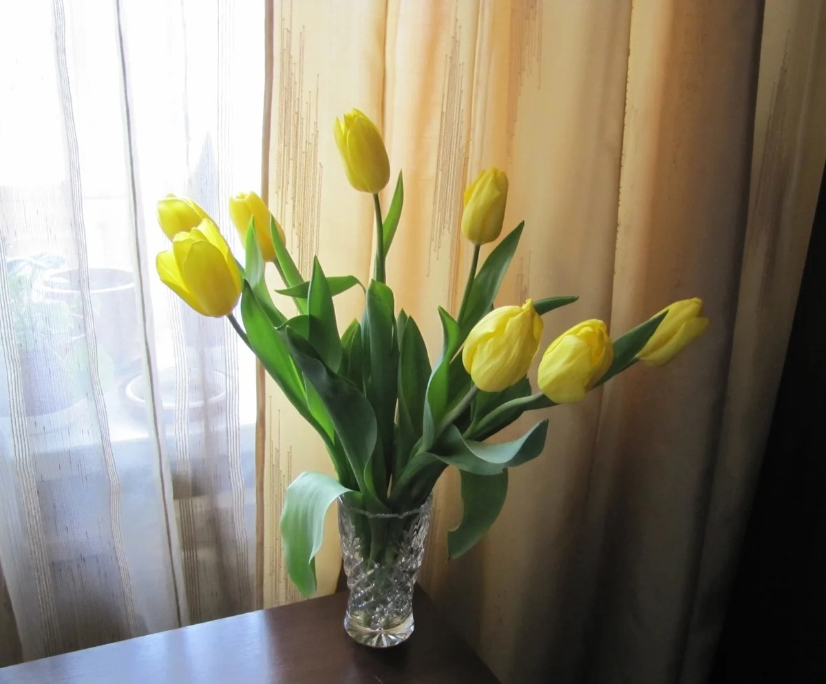 Фото тюльпаны в вазе на столе