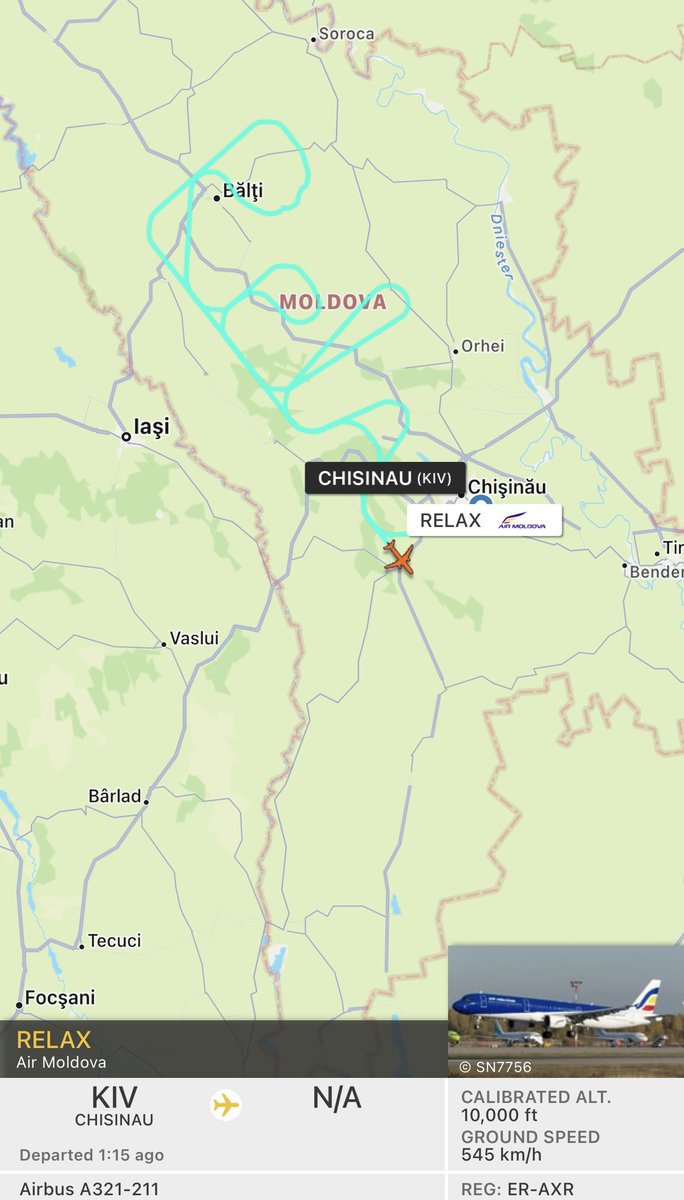 IntelOhiorion's tweet photo. Ukraine’s southern neighbour Moldova just spent an hour+ using an Air Moldova Airbus A321 to fly randomly outside its capital with the callsign RELAX so they can get the flight path to spell ‘RELAX’. This is the type diplomacy we need to end the Russia - Ukraine tensions 😂🇲🇩 https://t.co/Yfz8rYmt16