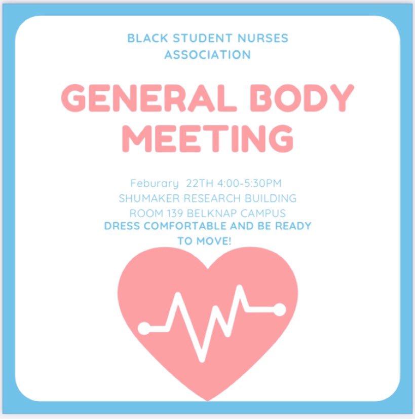02/22/22 ‼️ Join us for our second general body meeting of the semester! Come prepared for great heart health tips, FREE snacks &amp; movement 😉