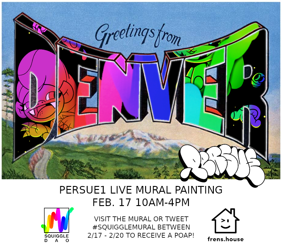 Final day of live painting with <a href="/persueone/">MR. PERSUE</a>

2950 Blake St
Denver, CO  80205
United States

POAPs will be sent to anyone using the #SquiggleMural hashtag