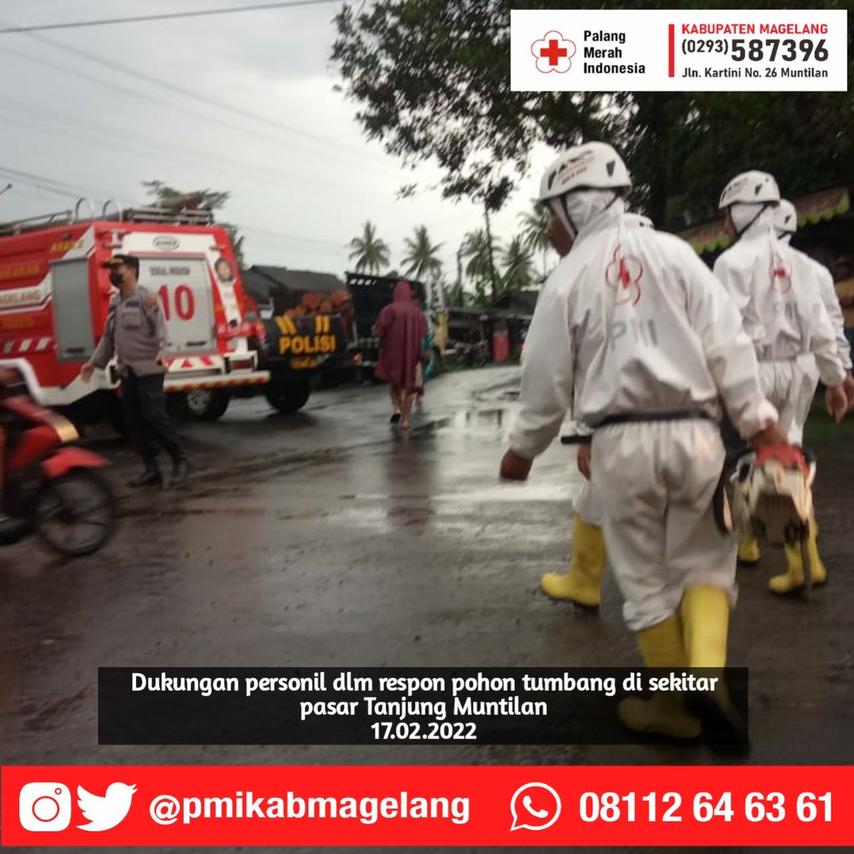 muntilanbranch's tweet photo. RESPONS

Kamis, 17.02.2022, SATGANA PMI membantu beberapa lokasi yg terkena pohon tumbang di wilayah muntilan selatan dan mungkid https://t.co/K6r5N32RhQ