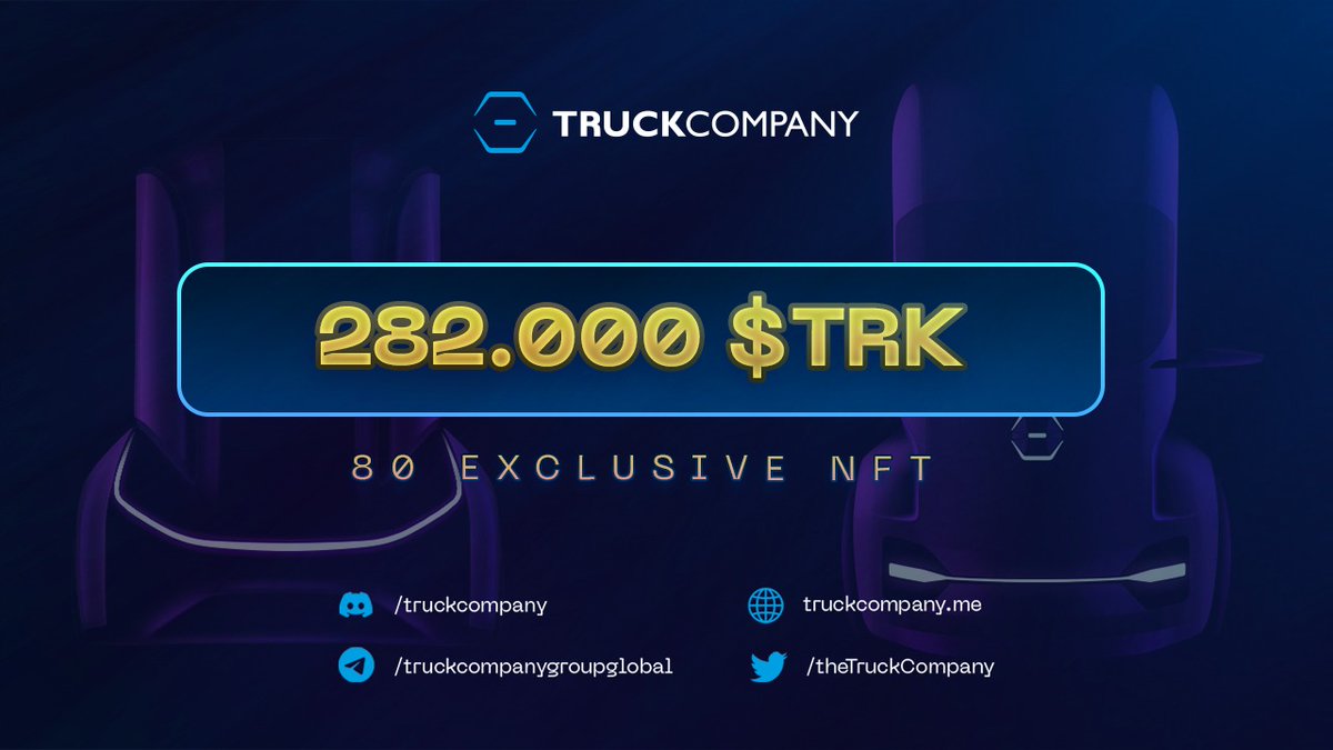 New Airdrop: TruckCompany
Value: 282,000 TRK
Rewards: 15 TRK for 500 Random 
Referral: 2 TRK per, for 450 Top
End Date: 10th March, 2022
Distribution: Mid March

🔗 Airdrop Bot: t.me/TruckCompanyAi…

#Airdrop #Crypto #Bitcoin #BNB #AirdropAchiever #TruckCompany