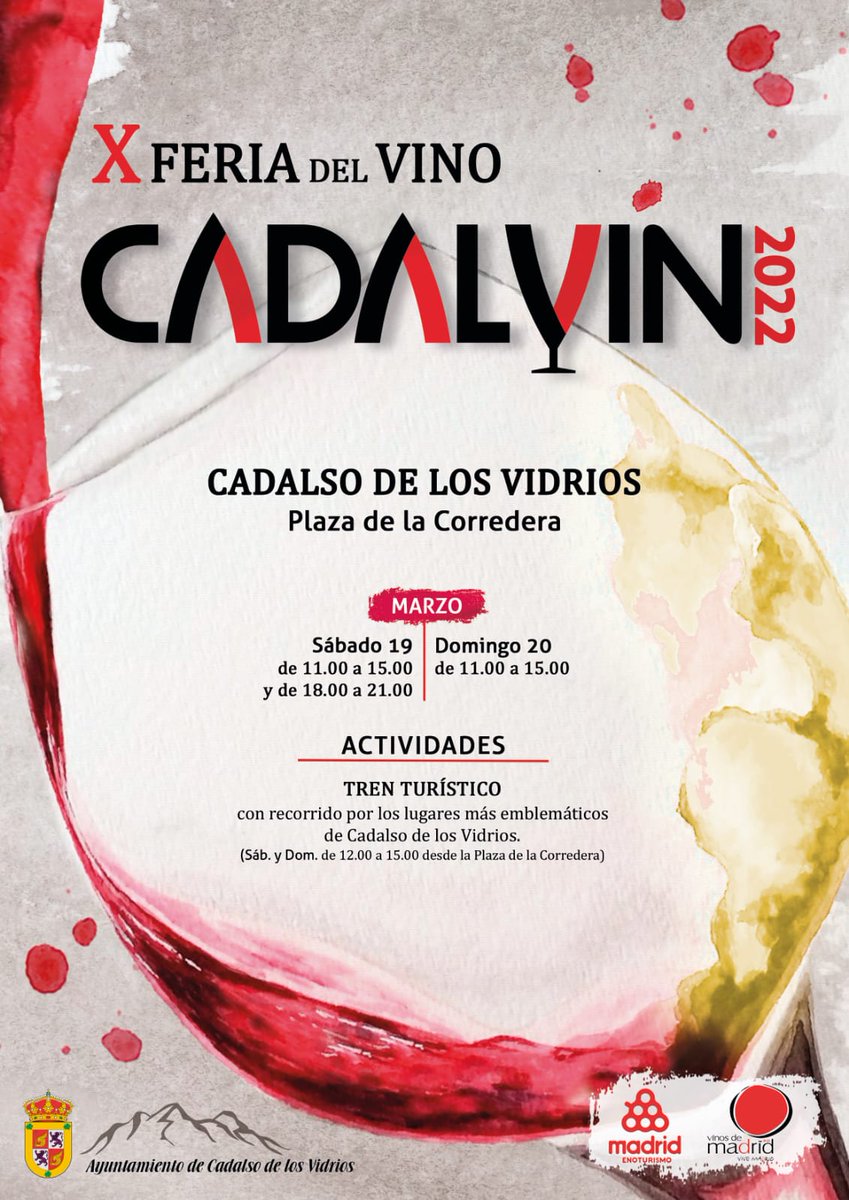 Tendremos la décima edición de Cadalvín, la feria del vino de Cadalso de los Vidrios, los días 19 y 20 de marzo. Ven a disfrutarla