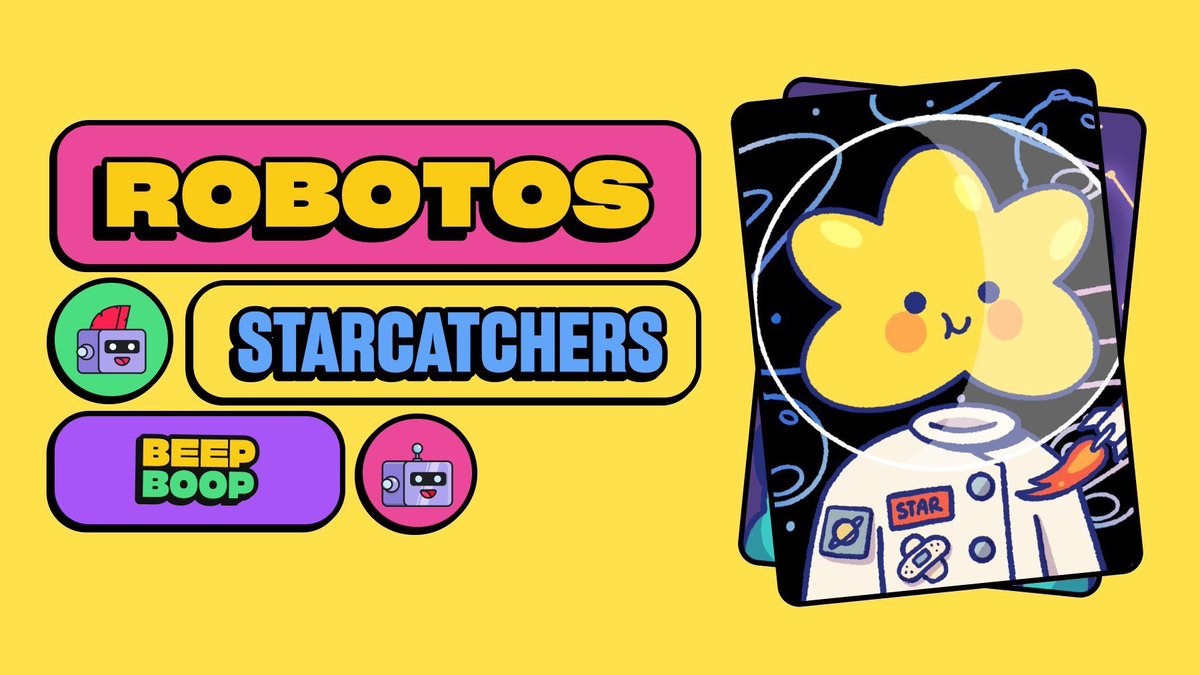 GM! We've partnered with <a href="/StarcatchersNFT/">Starcatchers</a> to give away 5 allowlist spots for their upcoming collection! 

To enter:
1️⃣ Like &amp; RT
2️⃣ Follow <a href="/robotosNFT/">Robotos</a> + <a href="/StarcatchersNFT/">Starcatchers</a> 
3️⃣ Tag 2 frens 

Ends tomorrow, February 18 @ 8:00 AM PDT. 

Beep boop! 🤖🚀