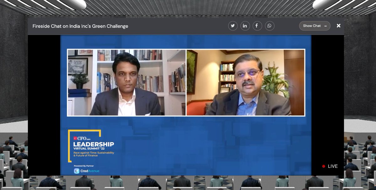 #Live from #ETCFOLeadershipSummit2022

What are your key takeaways from Session on 'Fireside Chat: India Inc's Green Challenge' with Koushik Chatterjee and <a href="/amoldethe/">amol shivaji dethe</a> .
Comment down below!

Join here: bit.ly/3GJACqQ

#ETCFOLeadershipSummit #CorporateSustainability