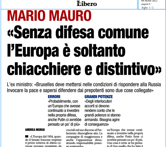 DA LEGGERE <a href="/MarioMauro/">Mario Mauro</a> via <a href="/Libero_official/">Libero</a> occorre la DIFESA COMUNE